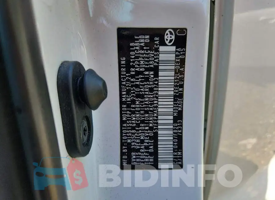 5YFEPMAE9NP298743 Photo# 12