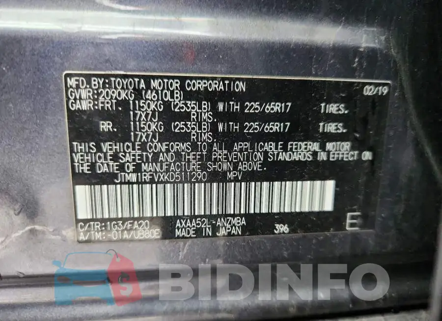 JTMW1RFVXKD511290 Photo# 12