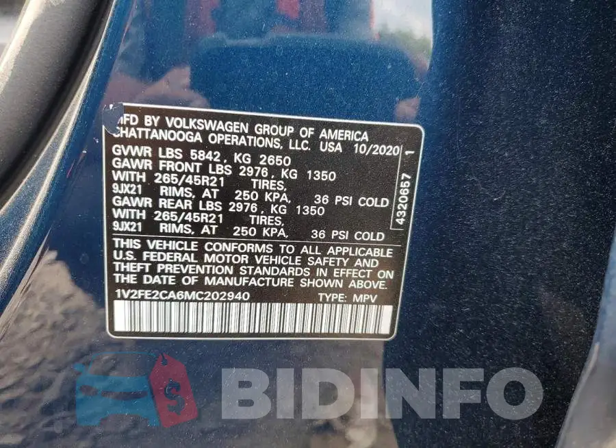 1V2FE2CA6MC202940 Photo# 14