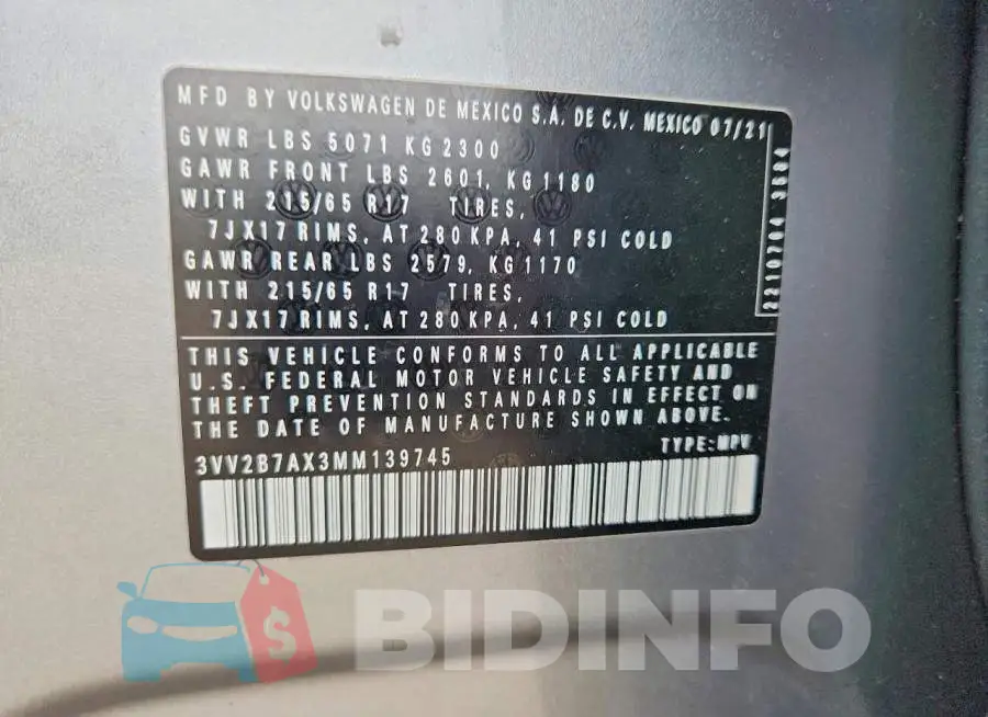 3VV2B7AX3MM139745 Photo# 13