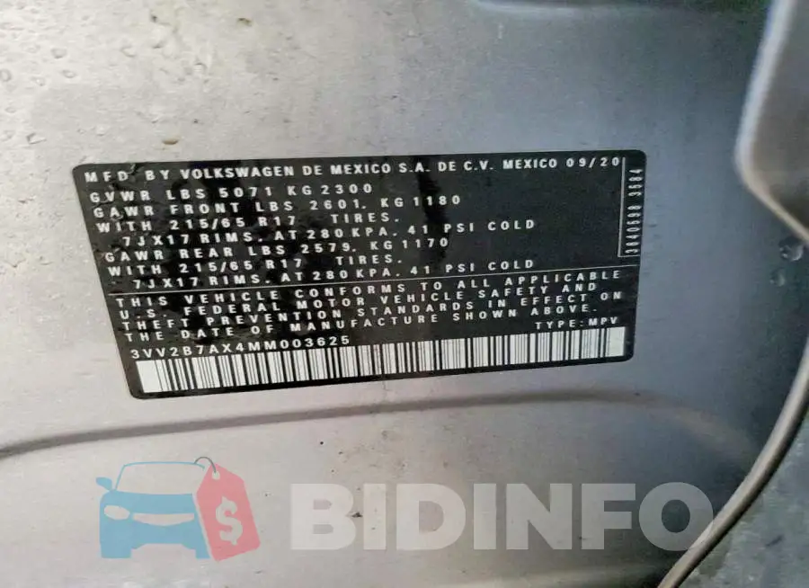 3VV2B7AX4MM003625 Photo# 14