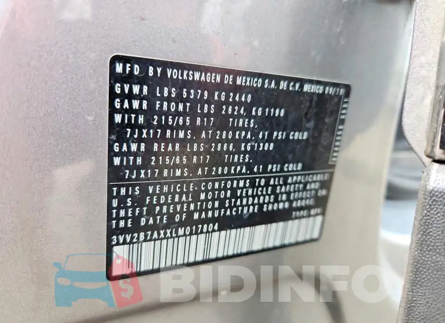 3VV2B7AXXLM017804 Photo# 13