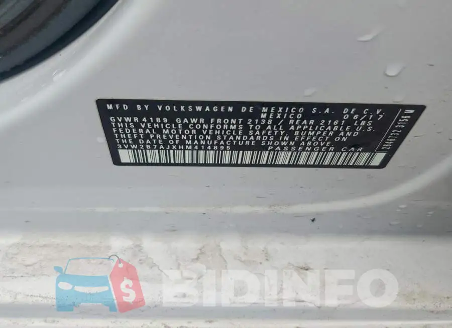 3VW2B7AJXHM414895 Photo# 12