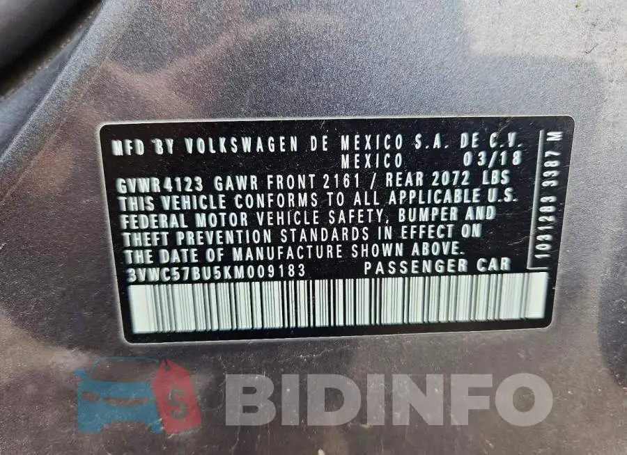 3VWC57BU5KM009183 Photo# 13