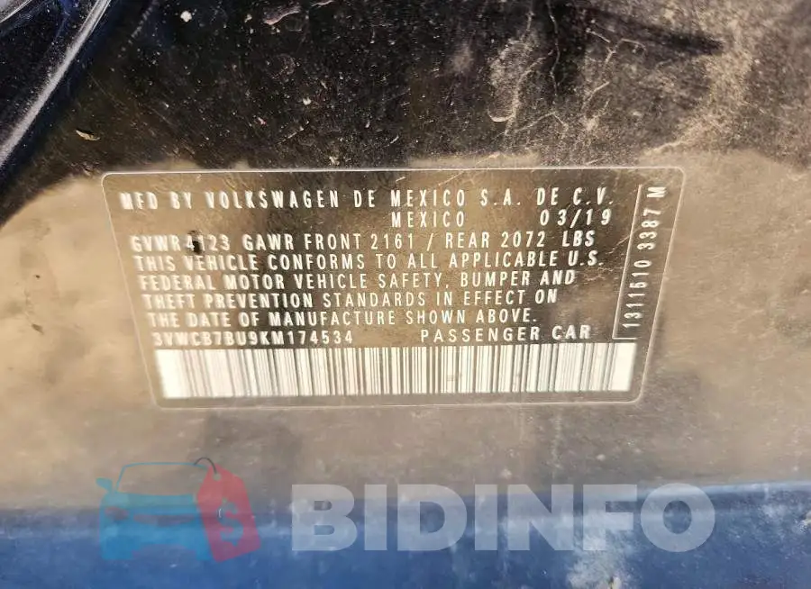 3VWCB7BU9KM174534 Photo# 13