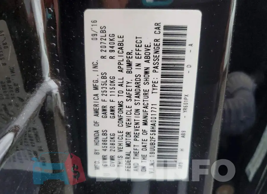 19UUB2F58HA001771 Photo# 12