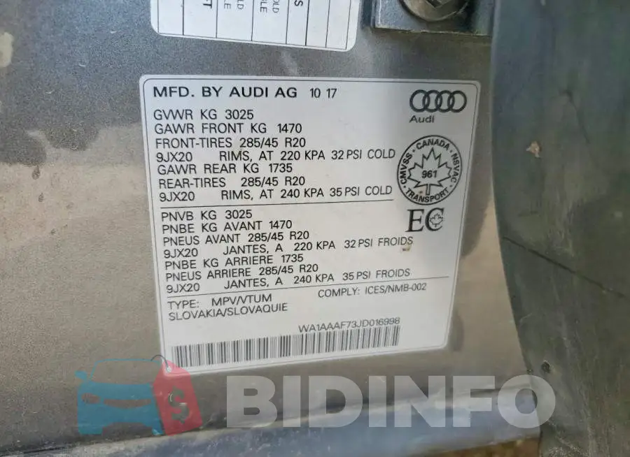 WA1AAAF73JD016998 Photo# 13