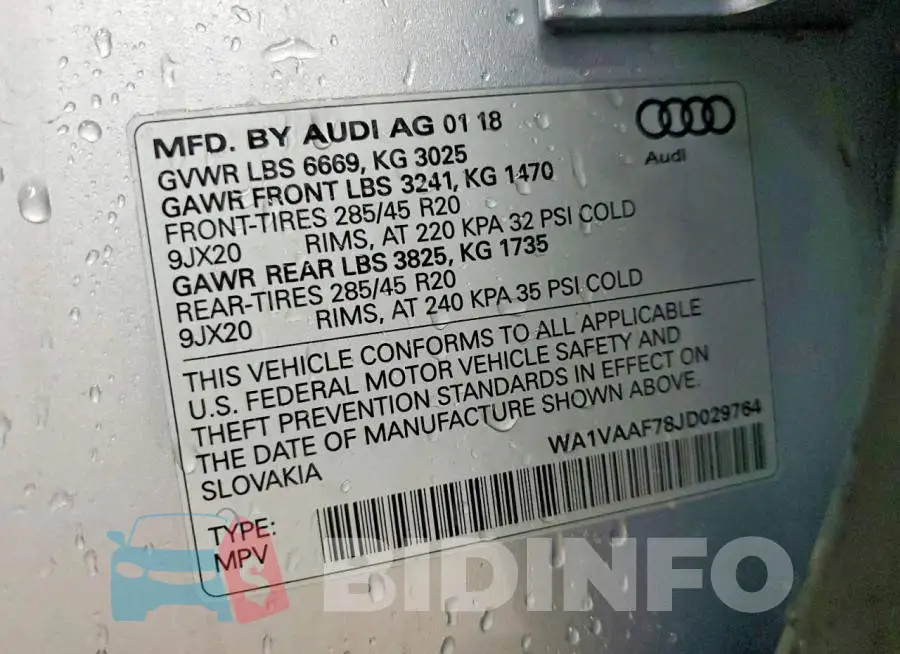 WA1VAAF78JD029764 Photo# 12
