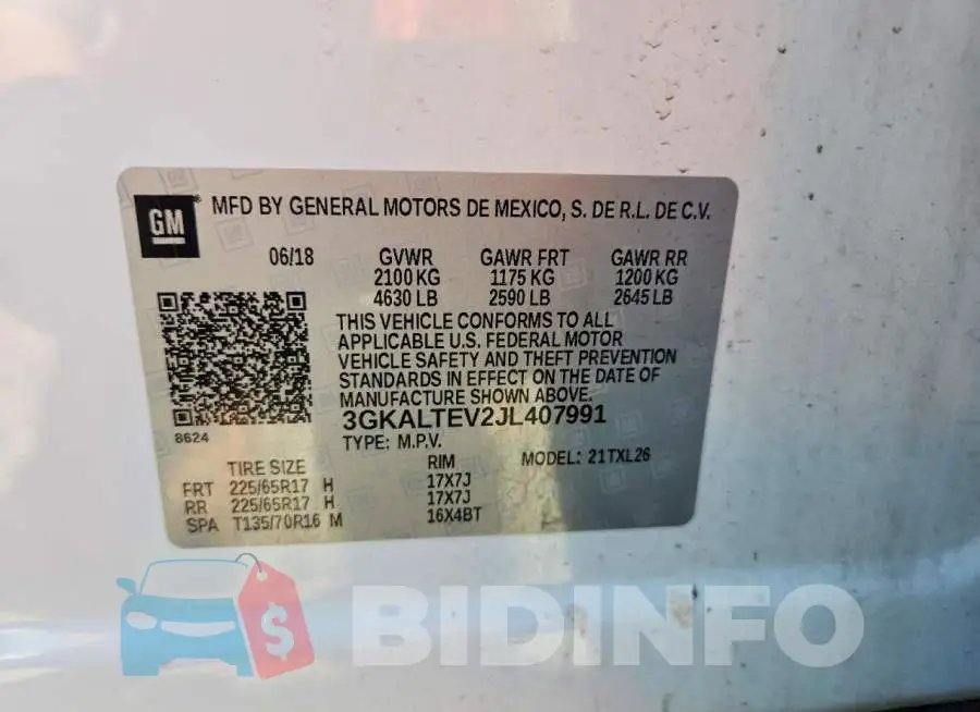 3GKALTEV2JL407991 Photo# 13