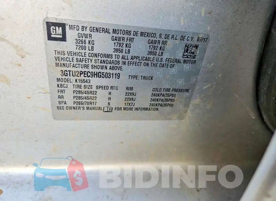 3GTU2PEC9HG503119 Photo# 13
