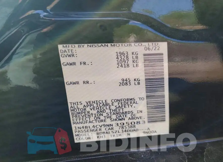 1N4BL4CV9NN395083 Photo# 12
