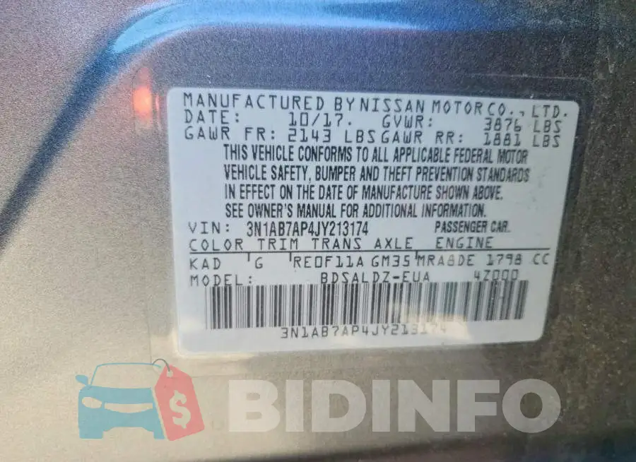 3N1AB7AP4JY213174 Photo# 12