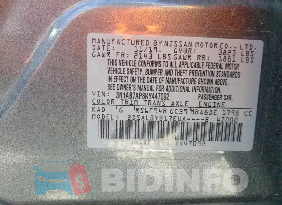 3N1AB7AP8KY447092 Photo# 13