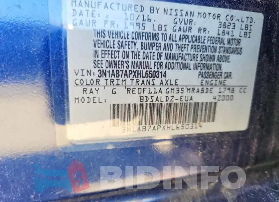 3N1AB7APXHL650314 Photo# 12