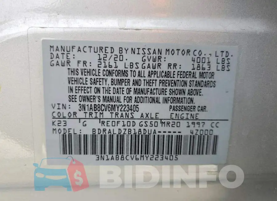 3N1AB8CV6MY223405 Photo# 13
