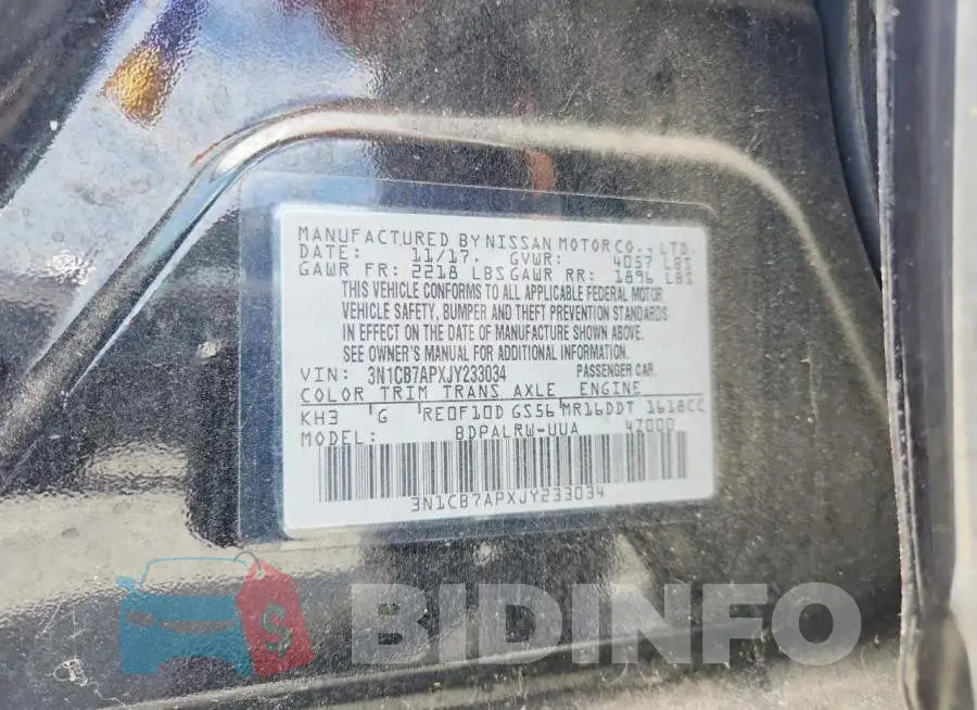 3N1CB7APXJY233034 Photo# 12
