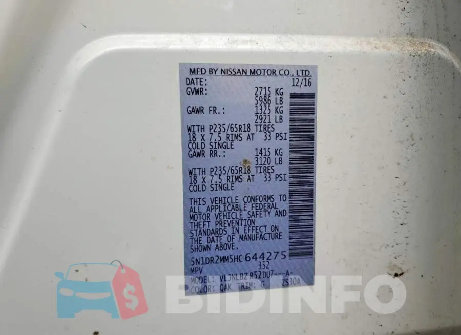 5N1DR2MM5HC644275 Photo# 13