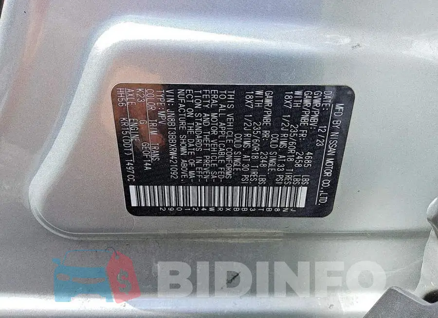 JN8BT3BBXRW421092 Photo# 13