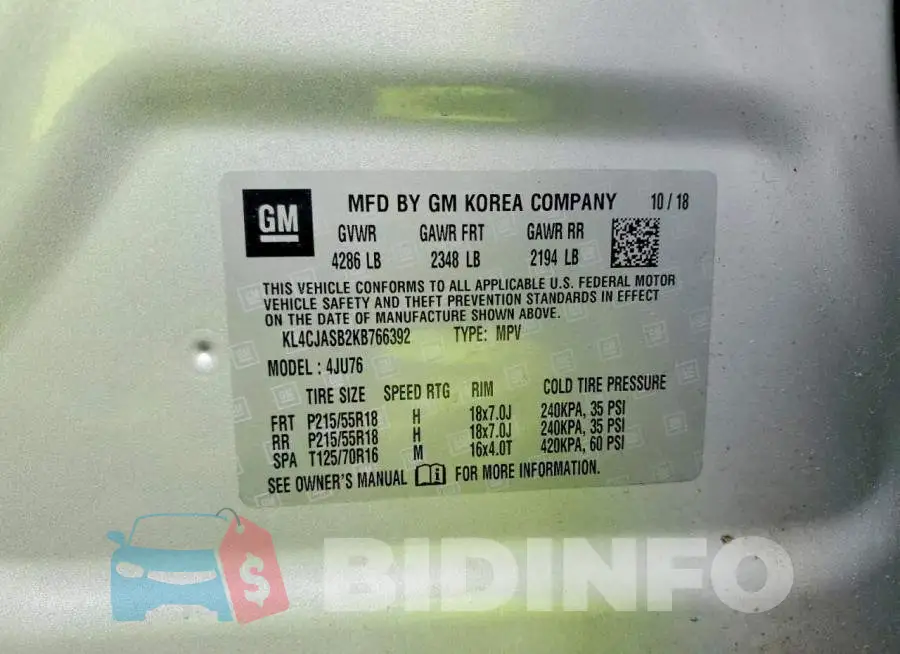 KL4CJASB2KB766392 Photo# 13
