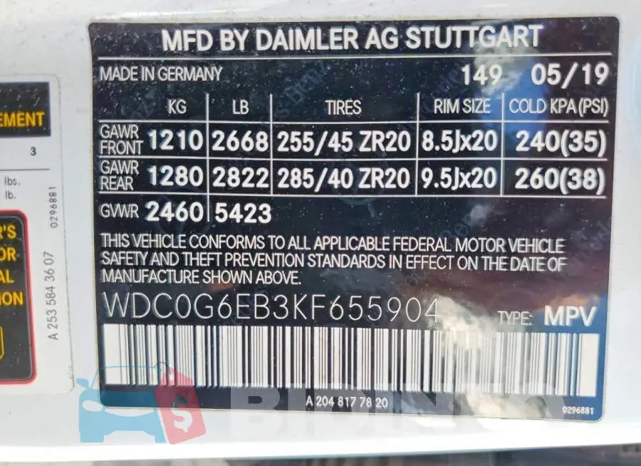WDC0G6EB3KF655904 Photo# 12