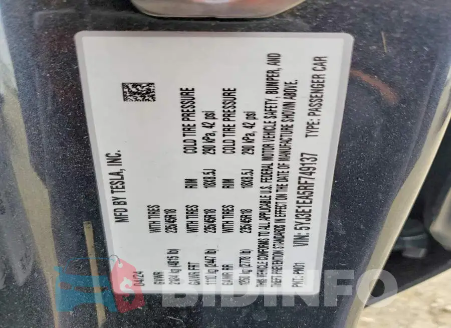 5YJ3E1EA5RF749137 Photo# 12