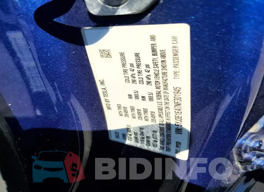 5YJ3E1EA7NF301945 Photo# 12
