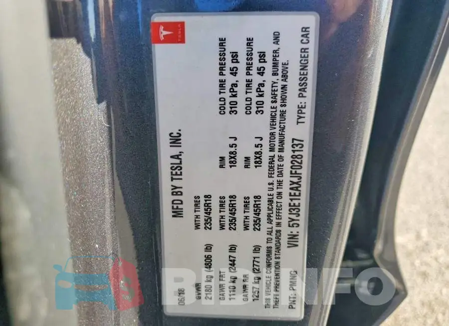 5YJ3E1EAXJF028137 Photo# 13
