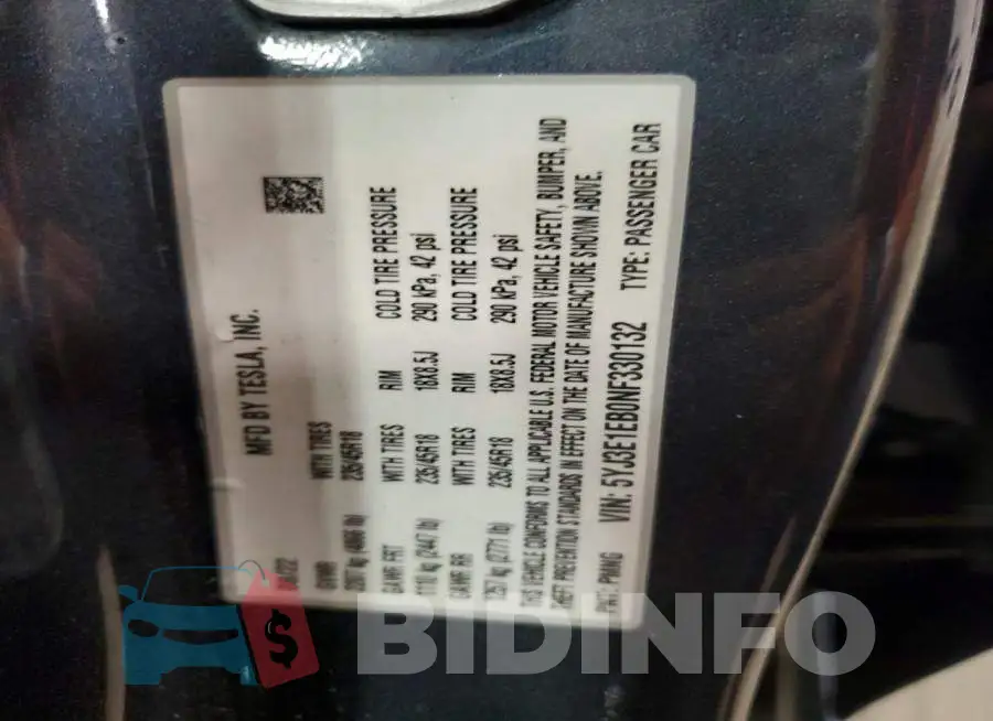 5YJ3E1EB0NF330132 Photo# 12