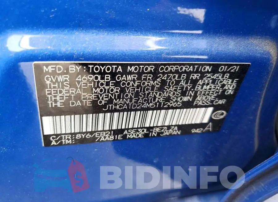 JTHCA1D24M5112965 Photo# 12