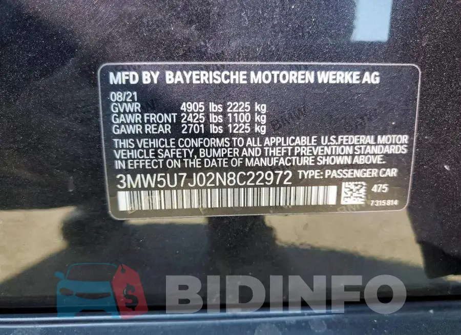 3MW5U7J02N8C22972 Photo# 12
