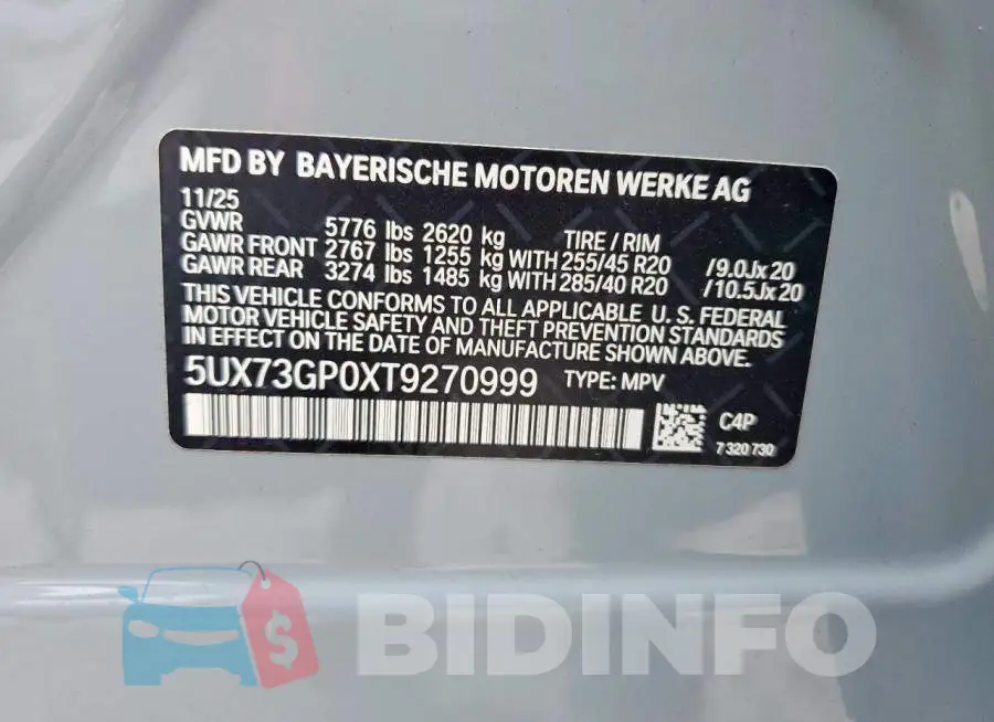 5UX73GP0XT9270999 Photo# 13