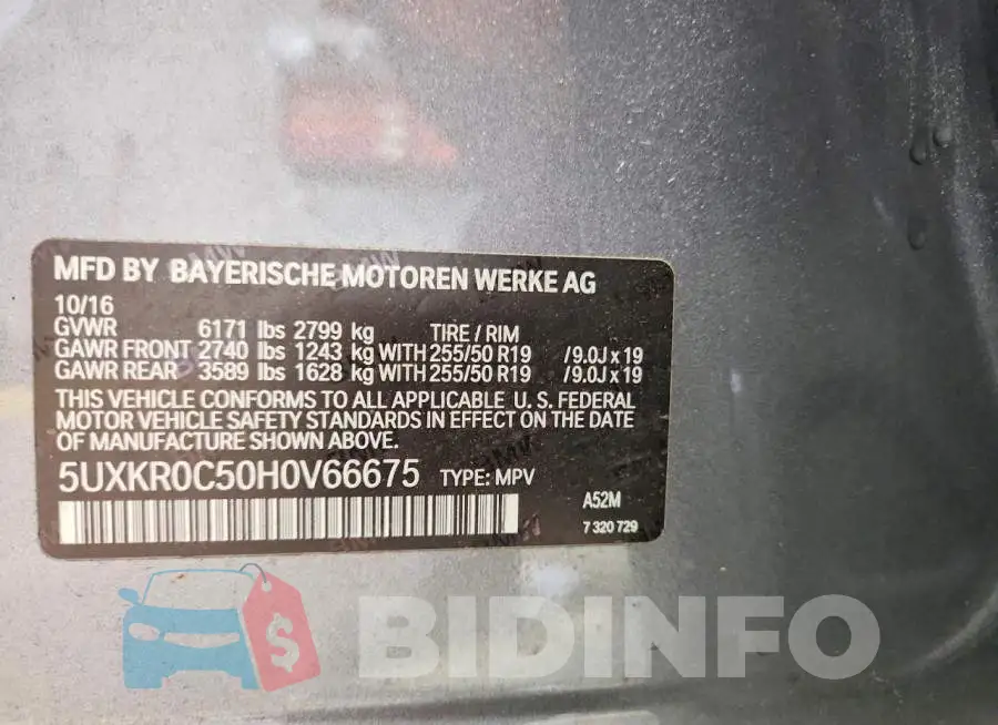 5UXKR0C50H0V66675 Photo# 13