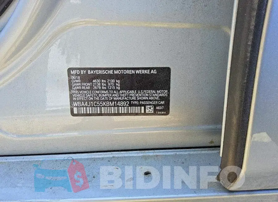 WBA4J1C55KBM14892 Photo# 12