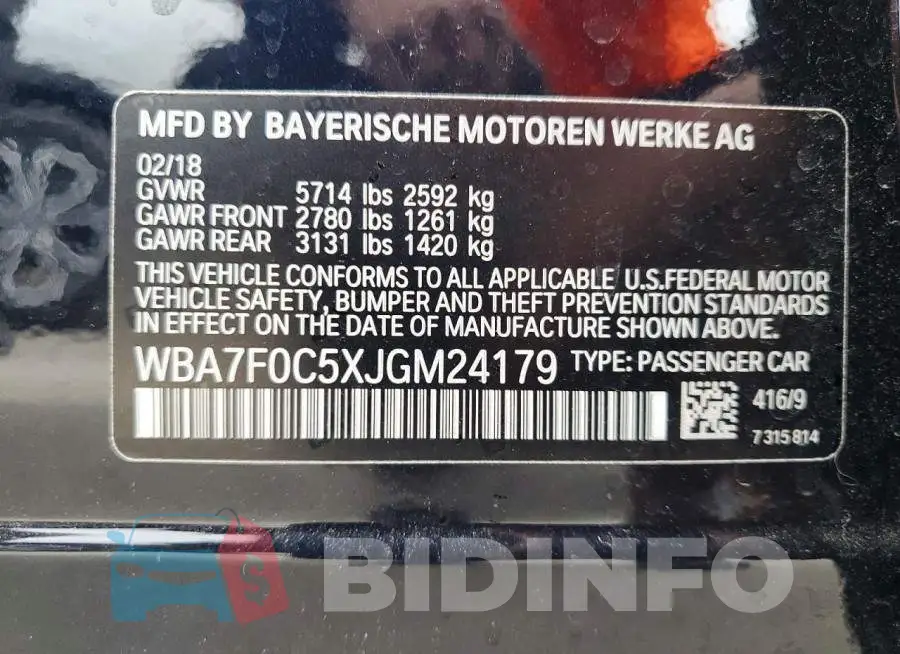 WBA7F0C5XJGM24179 Photo# 12