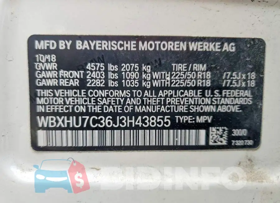 WBXHU7C36J3H43855 Photo# 14