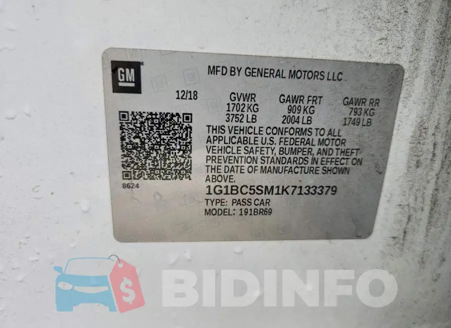 1G1BC5SM1K7133379 Photo# 12