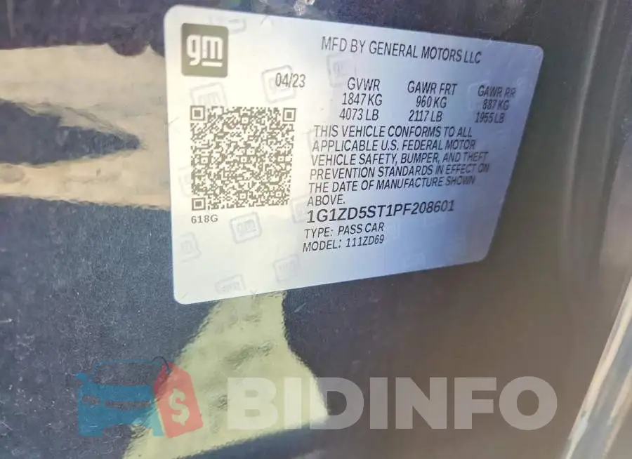 1G1ZD5ST1PF208601 Photo# 12