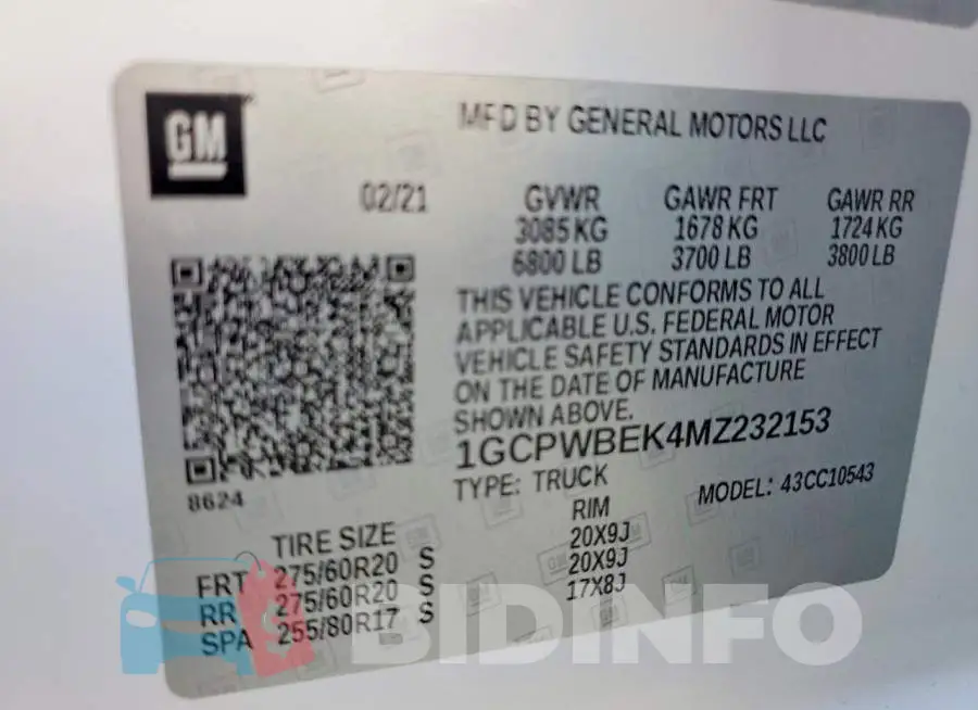 1GCPWBEK4MZ232153 Photo# 12