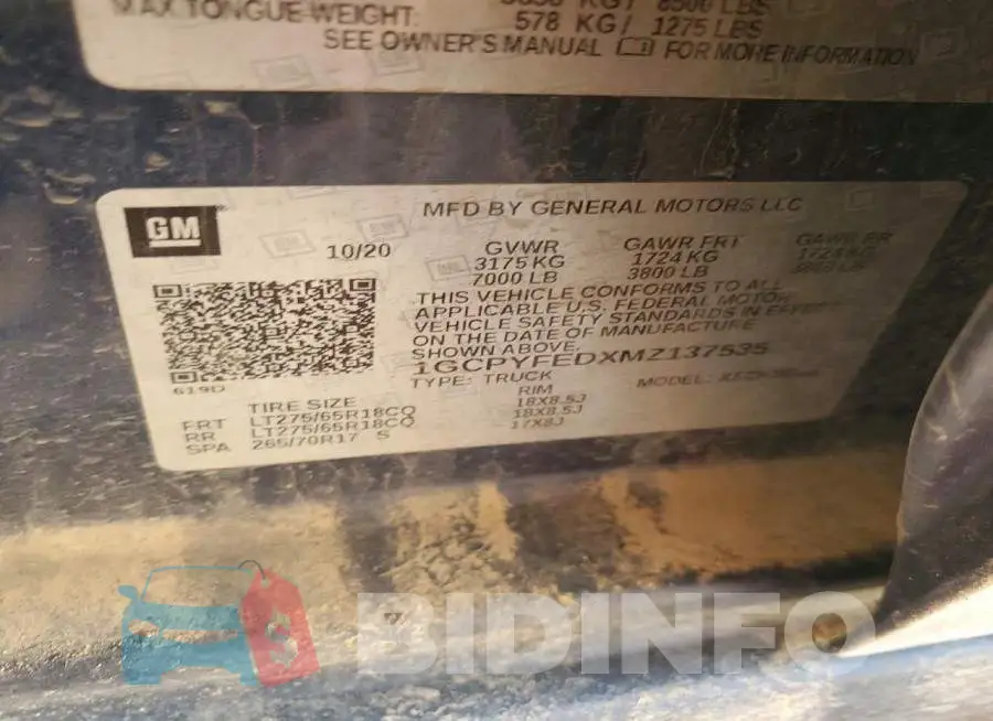 1GCPYFEDXMZ137535 Photo# 12