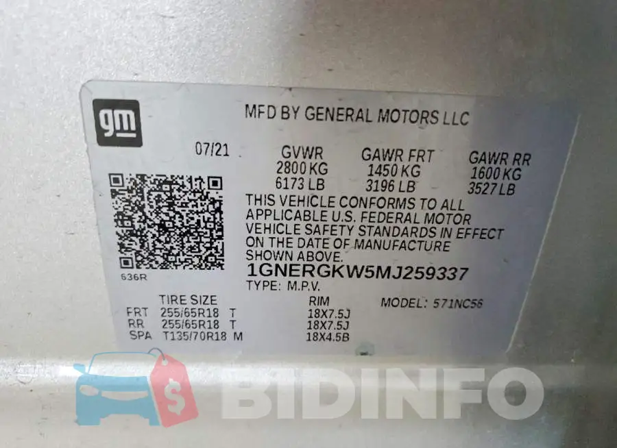 1GNERGKW5MJ259337 Photo# 13
