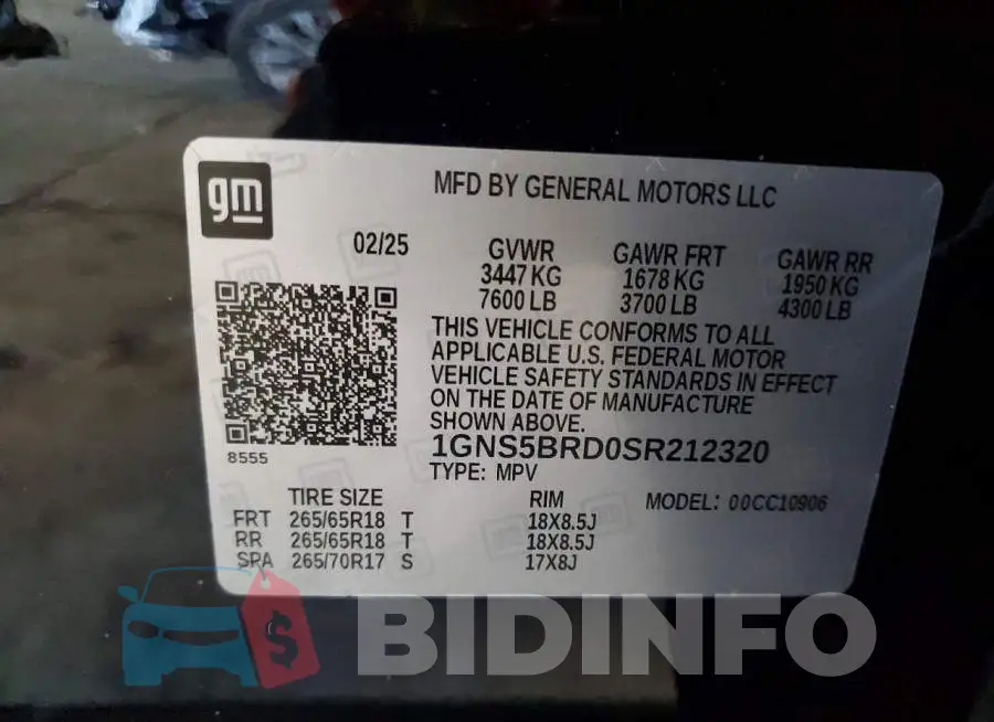 1GNS5BRD0SR212320 Photo# 13