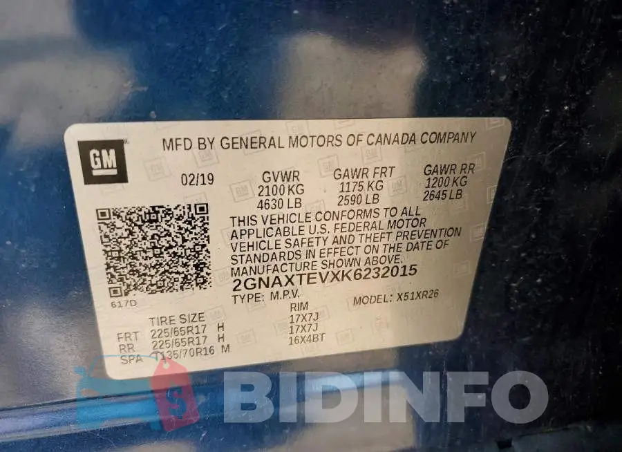 2GNAXTEVXK6232015 Photo# 13