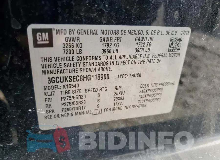 3GCUKSEC8HG118900 Photo# 13