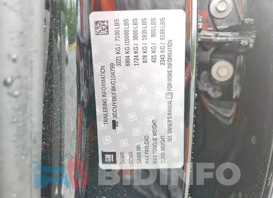 3GCUYBEF8KG104799 Photo# 12