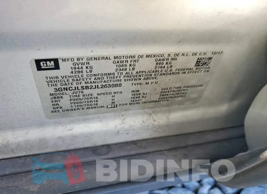 3GNCJLSB2JL263080 Photo# 12