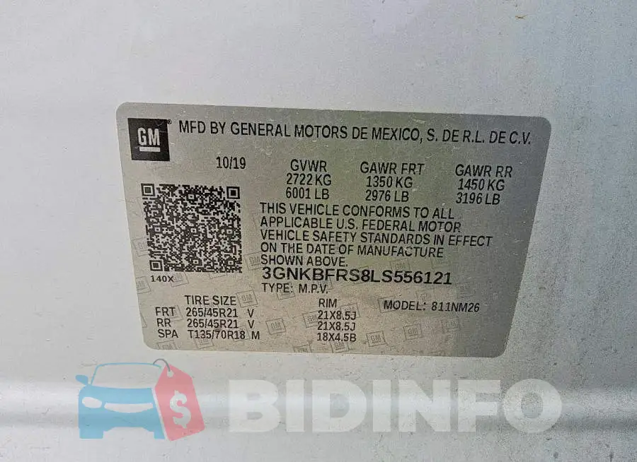 3GNKBFRS8LS556121 Photo# 13