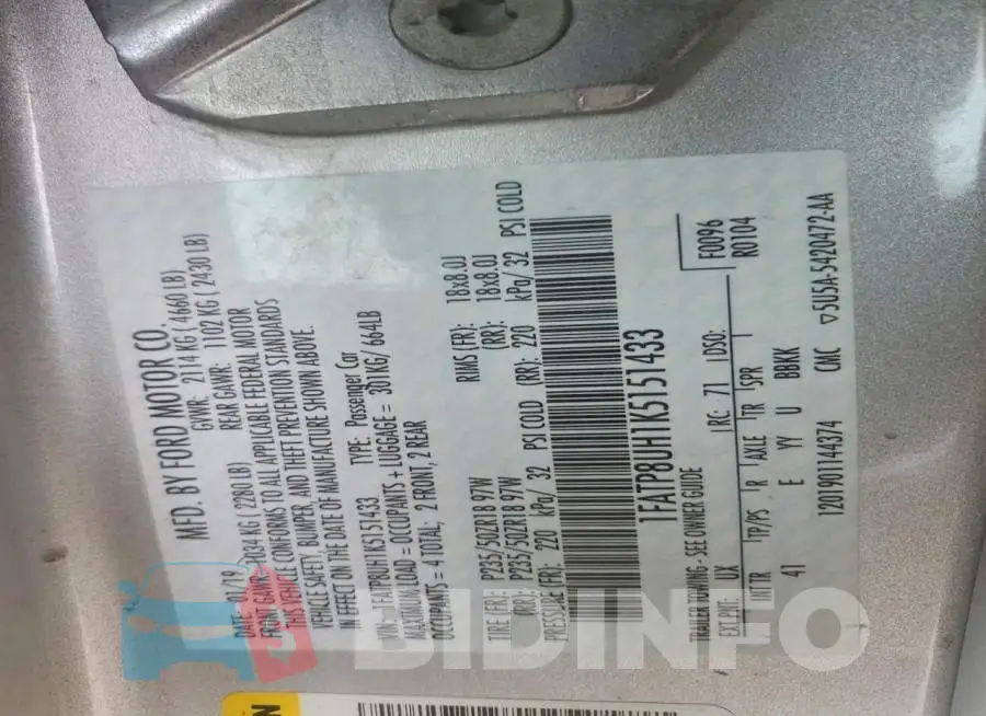1FATP8UH1K5151433 Photo# 13