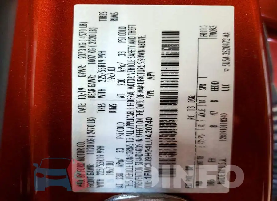 1FMCU9H94LUA20740 Photo# 12