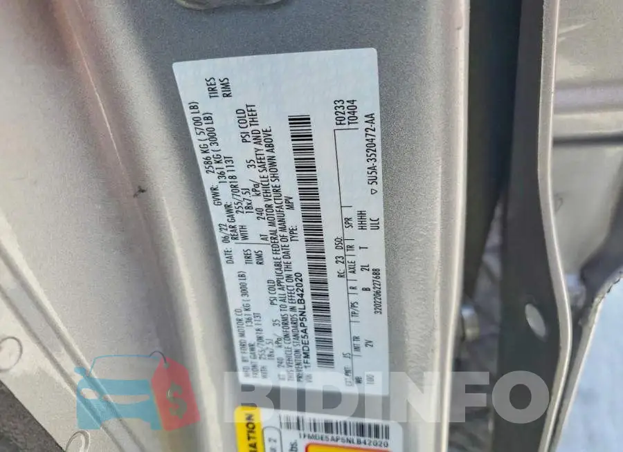 1FMDE5AP5NLB42020 Photo# 12