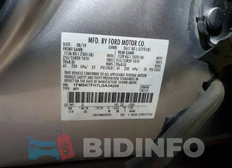 1FMSK7FH7LGA34209 Photo# 12